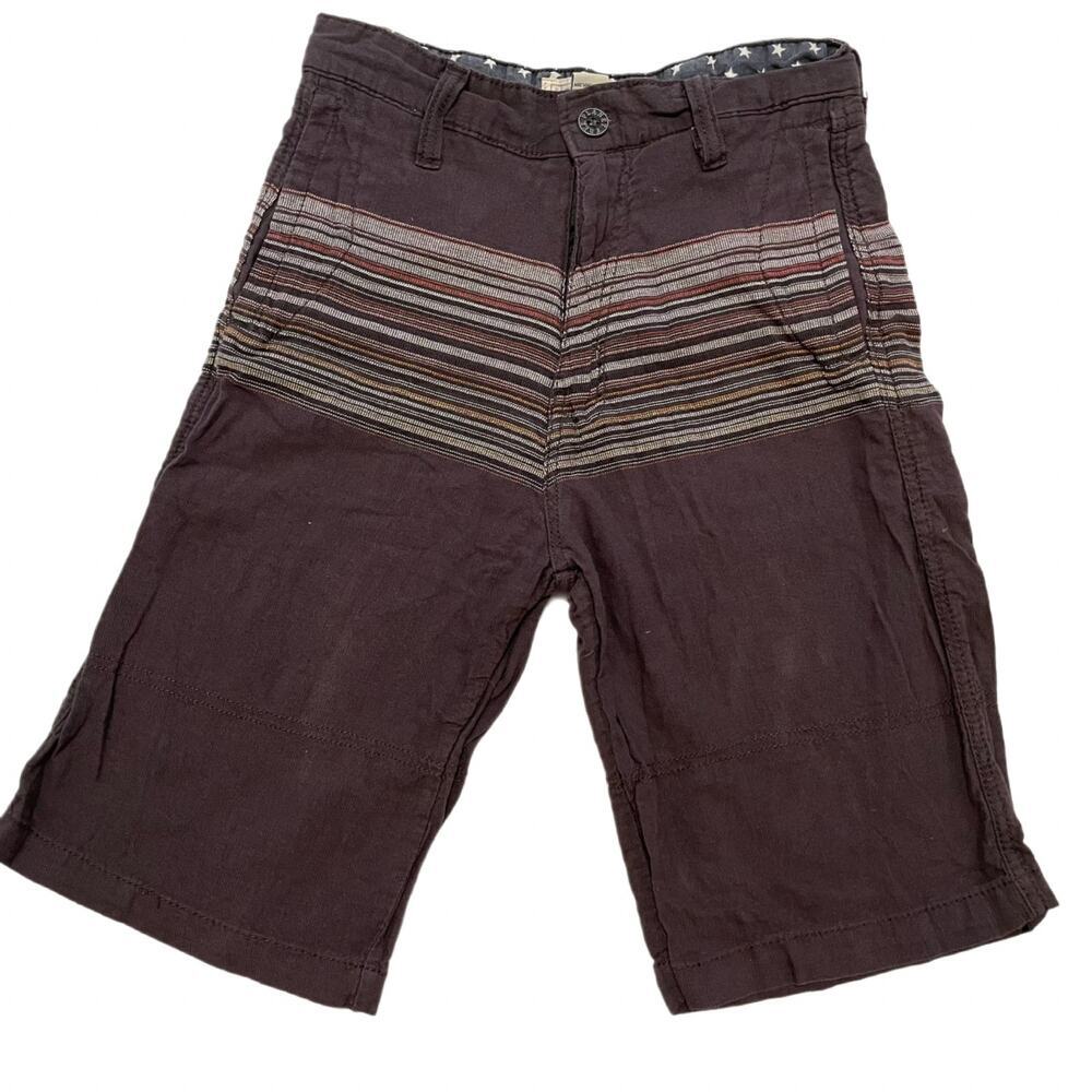 Free Planet Men's Striped Chino Shorts Brown Earth Tone Size 30 Casual Summer